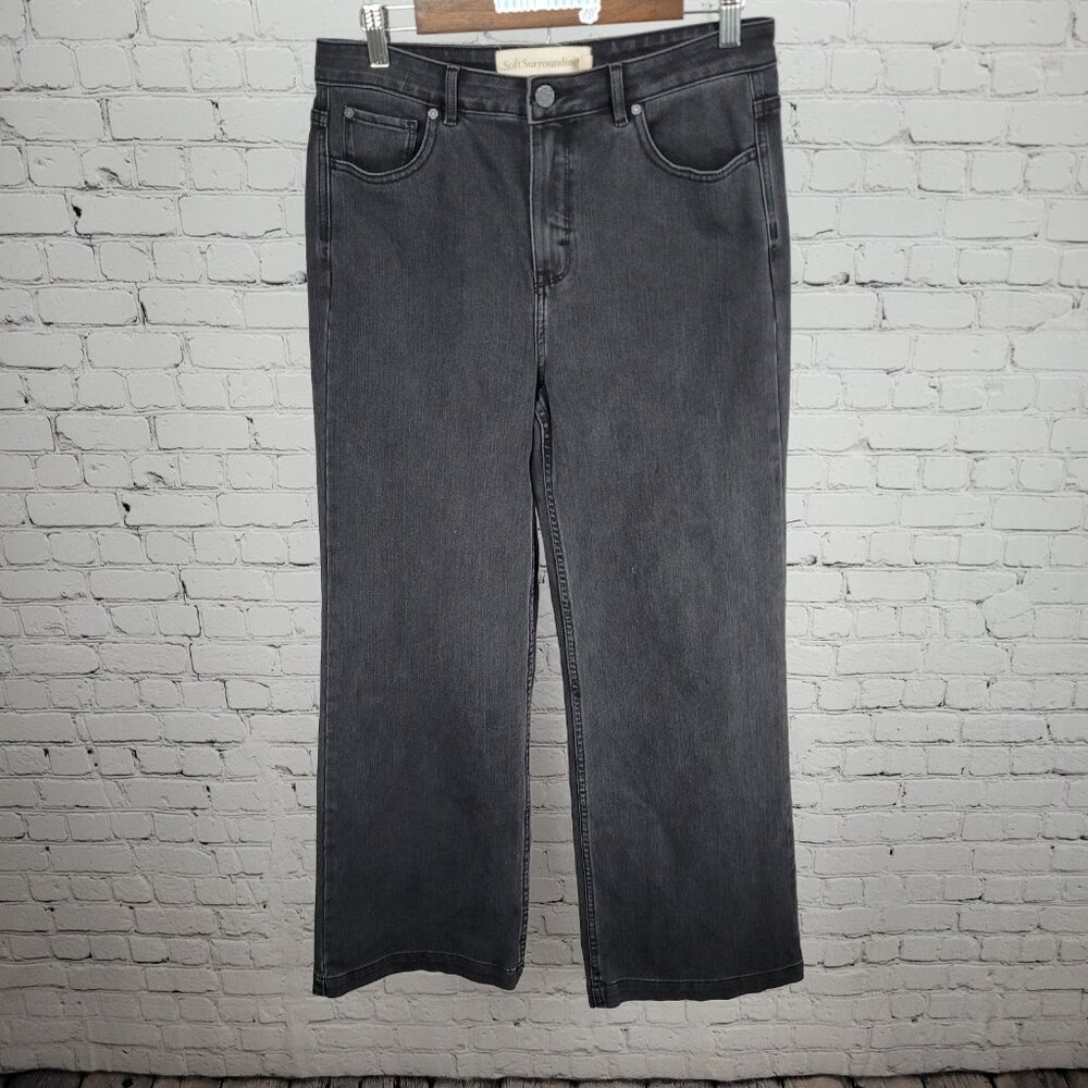 Soft Surroundings Grey Black High Rise Wide Leg Baggy Jeans Size 10 (30x30)